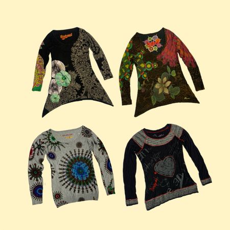 Y2K Graphic Printed Tops Ft Desigual