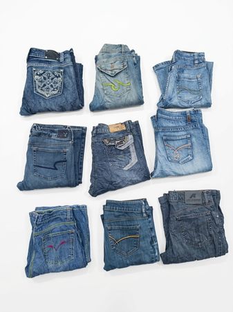 Jeans a zampa d'elefante in stile Y2K e vintage da donna – Mix di tasche decorate (Z-41)