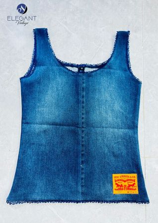 Débardeur en denim upcyclé avec passepoil - EVR0602