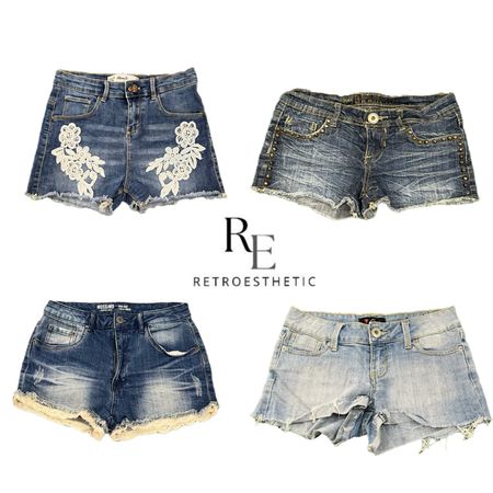 Y2K PARIS HILTON ÄRA MÄDCHEN DENIM SHORTS RE-3645