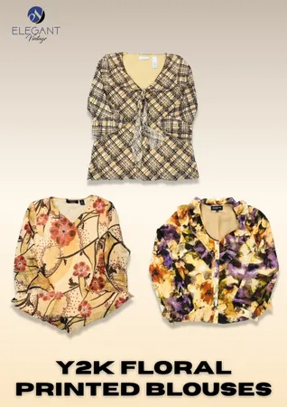 Y2K Floral Printed Blouses - EV2313
