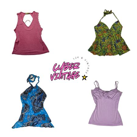 Vintage Y2K Cami & Halter Tops | Cute 2000s Fashion Collection (MH-075)