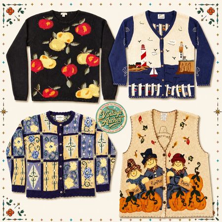Vintage Heavy Knit Novelty Jumpers: 10 Stück (S10)