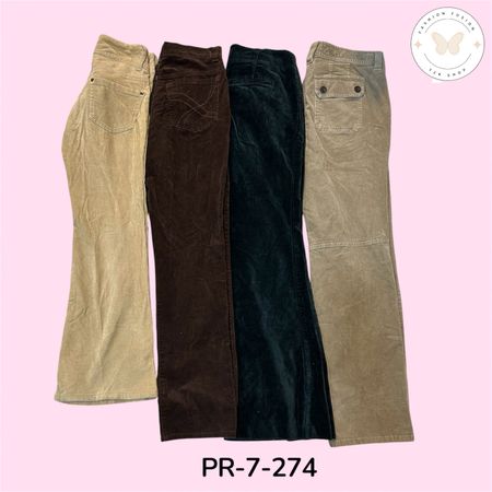 Women's Vintage Corduroy & Suede Pants – Y2K Retro Casual Trousers (PR-7-274)