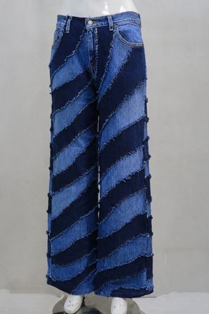 JEAN EN DENIM PATCHWORK BICOLORE À ONDES UP-CYCLÉ CR2240