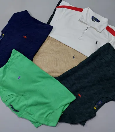 Ralph Lauren Pullover – Kabelstrick, 1/4 Reißverschluss, Runder Ausschnitt & V-Ausschnitt – Note A/B – 10 Stück | 09-023