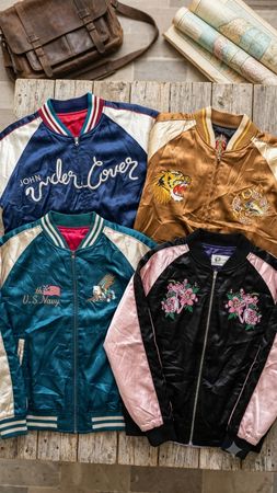 Lot of 12 Vintage Japanese Sukajan Satin Souvenir Jackets (Y2K Bundle)