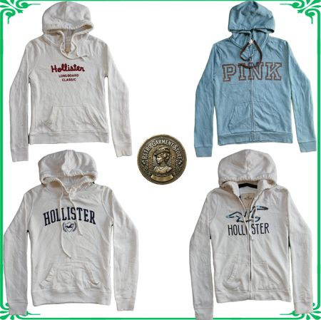 Hollister Abercrombie Pink Y2K Vintage Zip Up Pullover Fashion Hoodies Collection Lot A66
