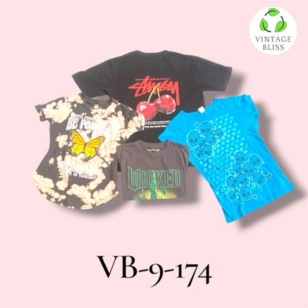 Y2K Vintage Printed T-Shirt Kurzarm Großhandelsbundle – Verschiedene Stile & Drucke 8 Stück (VB-9-174)