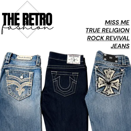 YW-330/ Y2K STRIGHT FIT JEANS MISS ME TRUE RELIGION ROCK REVIVAL