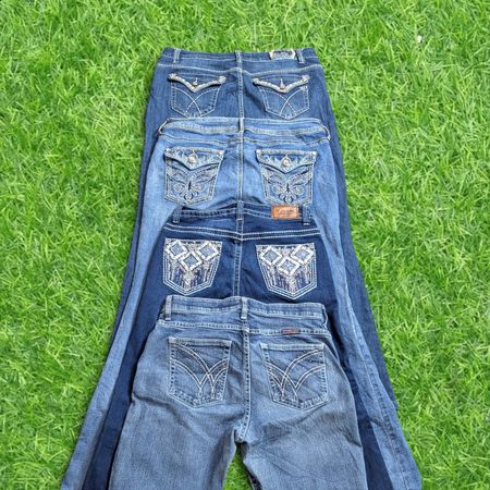 Y2k女性用刺繍入りフレアジーンズ