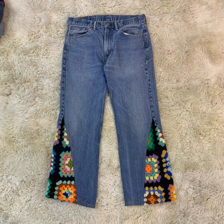 Upcycle Levis Denim Jeans With Crochet (Dv-9-208)