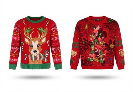 (FV-2472)     Pull de Noël Vintage Mix | Tricots festifs et laids pulls de Noël