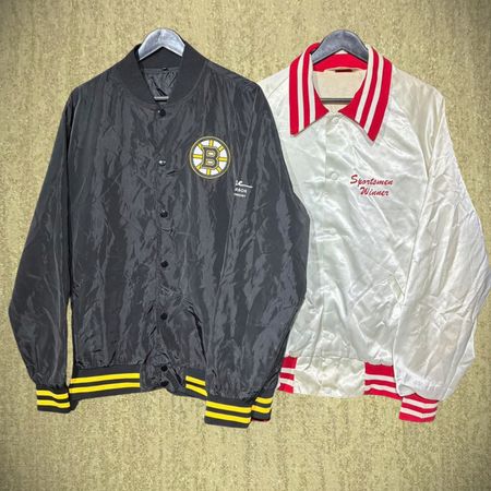 Vintage-Style Nylon Varsity Bomber Jacket(FNC:03)