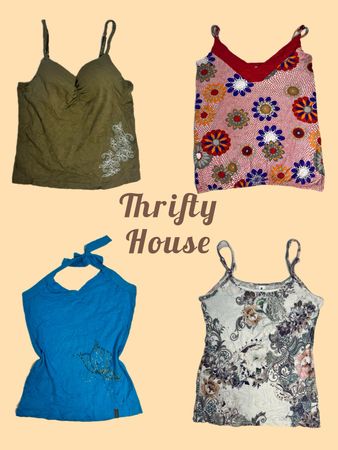 Y2K Boho Floral Cami Tops(TH/617)
