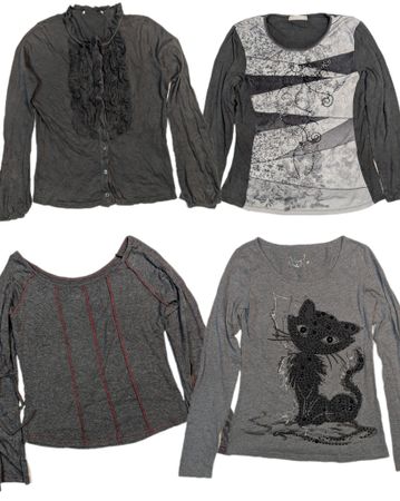 Cyber Y2K Graphic and Ruffle Tops Collection (TR-1023)