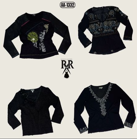 Y2K Black Rave Full Sleeve Tops (AA-1332)