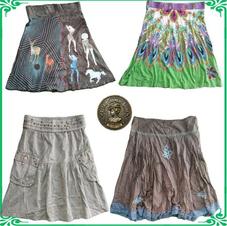 Y2K Vintage Mini- und Midi-Röcke Bundle Desigual Zara Bohemian Grafikröcke - Lot A26