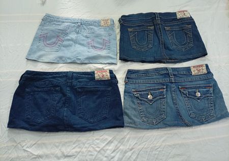 CR10925 Upcycled True Religion Mini Denim Skirts