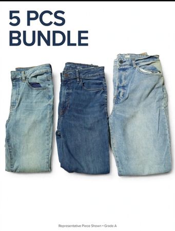 5 Pcs Jeans Bundle - Representative Piece Shown - Mixed Wash - Grade A - 3 Pcs Shown As Sample
