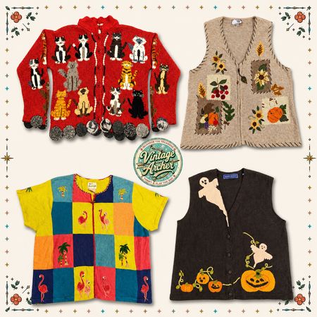Vintage Heavy Knitwear Novelty Jumpers Bundle: 10pcs (S9)