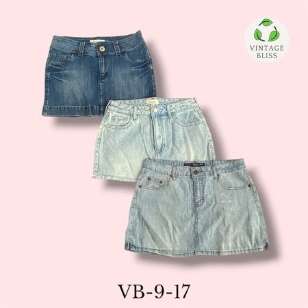 Y2K Vintage Denim Midi Skirt Wholesale Bundle – 11 Piece Lot | Assorted Styles(VB-9-17)