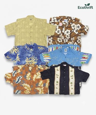 Y2K Style Hawaiian Shirts with wood buttons - 21 pcs