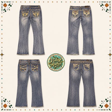 Y2K Euro Girl Flare Bootcut Embroidered Jeans :10pcs (JS1)