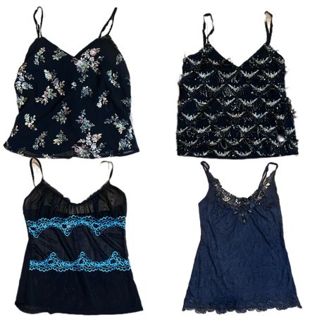 Y2K Spitze und Pailletten Cami Tops Mix