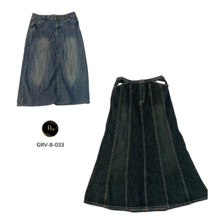 Jupe longue en denim bleu pour femme – Collection Y2K authentique premium. (GRV-8-033)