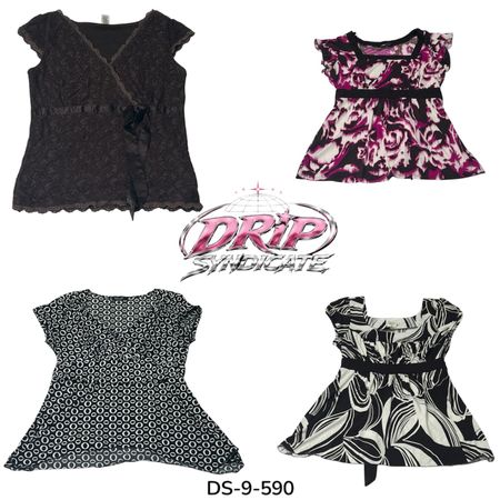Trendy Y2K Short Sleeve Retro Poly Top (DS-9-590)