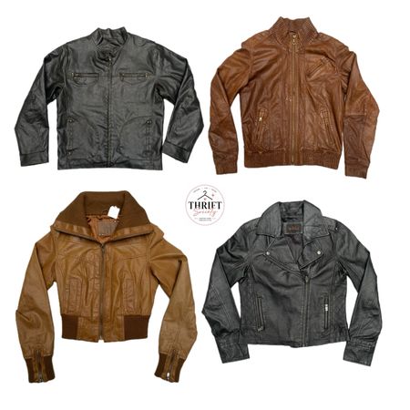 Y2K Vintage Cropped Lederjacken-Bundle Ribbed Bomber ( TS-073 )