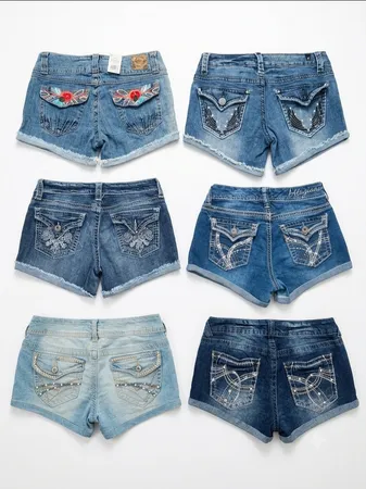 Vintage Y2K Embroidered denim shorts (S-53)