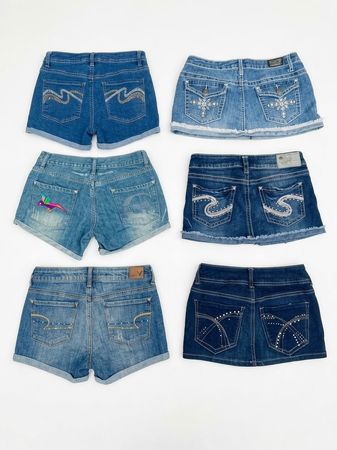 Vintage Y2K Embellished Denim Shorts & Mini Skirts Bundle(A-31)