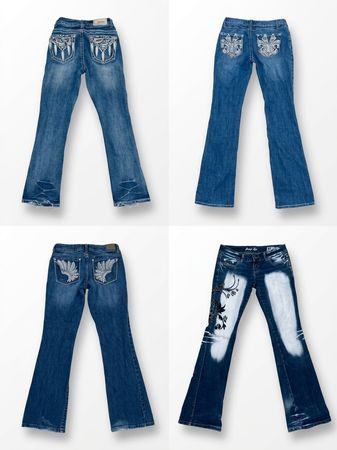 Wholesale Bundle Vintage Y2K Embellished Bootcut Jeans (Z-20)