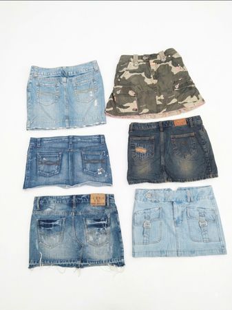 Cyber Grunge Y2K Denim Skirt Collection | Pleated & Ruffled Minis(VM-171)
