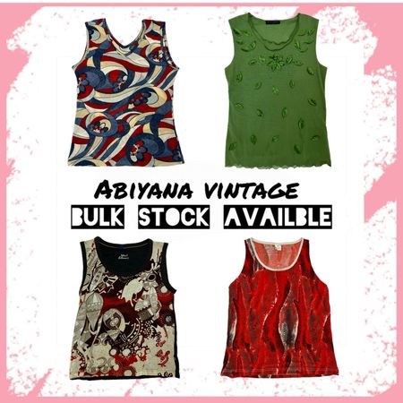 Y2k  AV-147 Sleeveless Top Bundle - Abstract Print & Embroidered Mesh Tank Tops