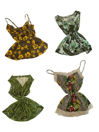 Y2K Sage Green Tropical Cami Tops-ST-173