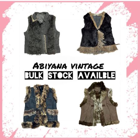 Y2K Afghan Fur Vests Bundle - Shaggy Faux Fur, Rabbit Fur Trim, Suede Penny Lane & Shearling Gilet -AV-197