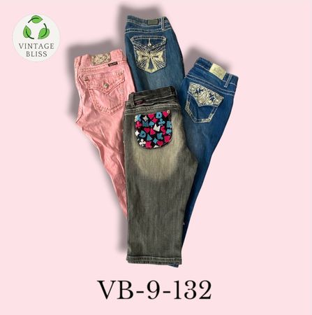 Y2K Vintage Embroidered Denim Capri Wholesale Bundle  (VB-9-132) 9 piece