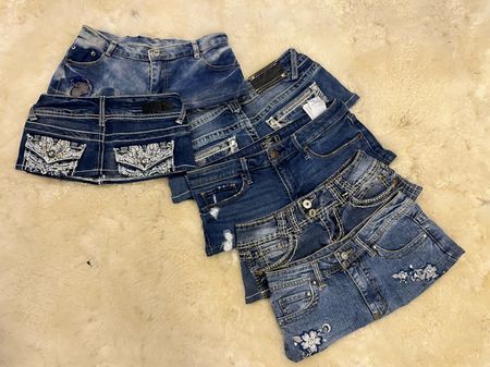 Upcycled Y2K Denim Ultra Micro Mini Skirt