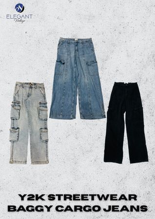 Y2K StreetWear Baggy Cargo Jeans - EV2454
