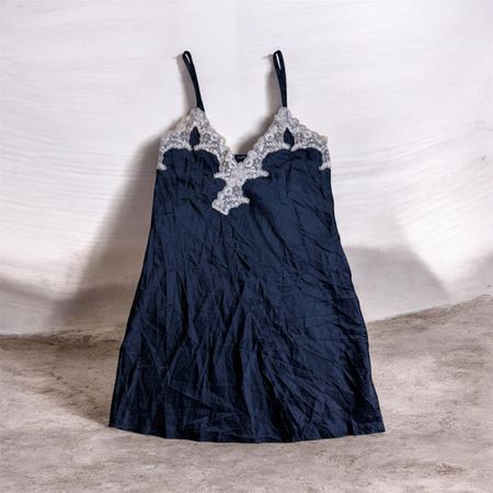 TH509 Y2K Vintage Silk Slip Dress Embroidered Feminine Style