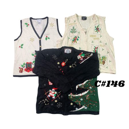 Großhandel Vintage Weihnachtspullover Paket | 10 Stück Damen Feiertagscardigans Mix (Tiara International, Studio, Croft & Barrow M-2X) C#146