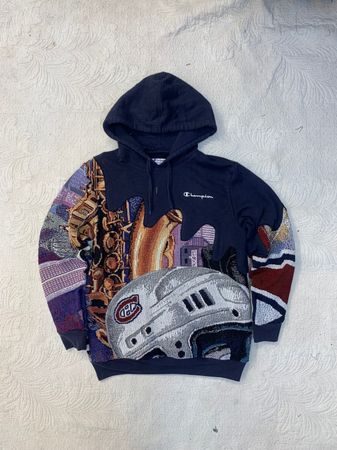 Upcycled Branded Tapestry Hoodies