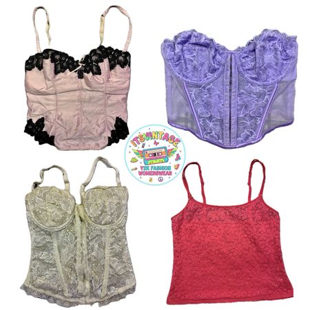 Y2K Vintage Lace Corset & Cami Bundle – 11pcs Wholesale | VR399 💜🔥