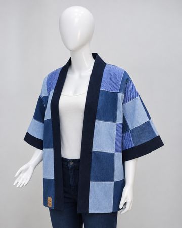 VESTE KIMONO EN PATCHWORK DE DENIM RECYCLÉ CR2246