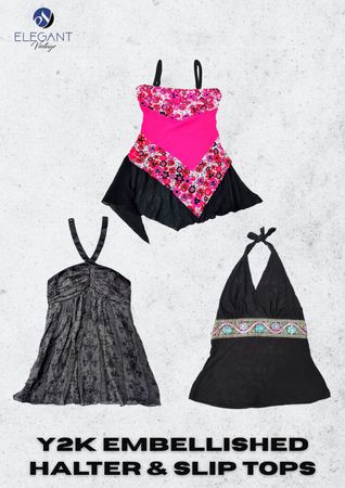 Y2K Embellished Halter&Slip Tops - EV2401