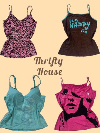 Y2K Funky Print Cami Tops(TH/599)