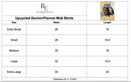 Upcycled Denim & Flannel Midi Skirts